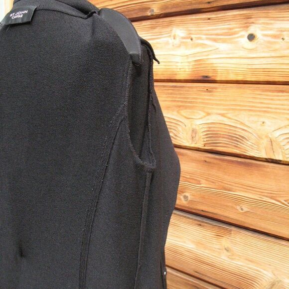 St John Caviar Black Knit Wool Blend Belted Coat - Picture 6 of 9